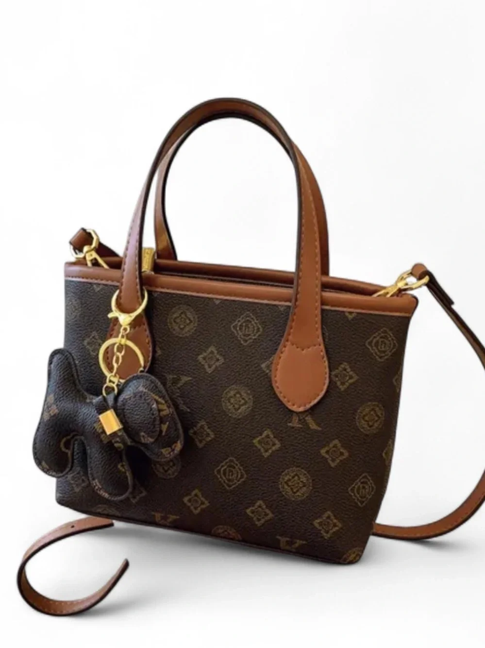 Brown Monogram Tote with Tan Trim - Designer Style
